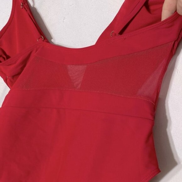 TiniBikini Red One Piece Swimsuit Bathing Suit With Sheer Mesh Cutouts S - Picture 7 of 13
